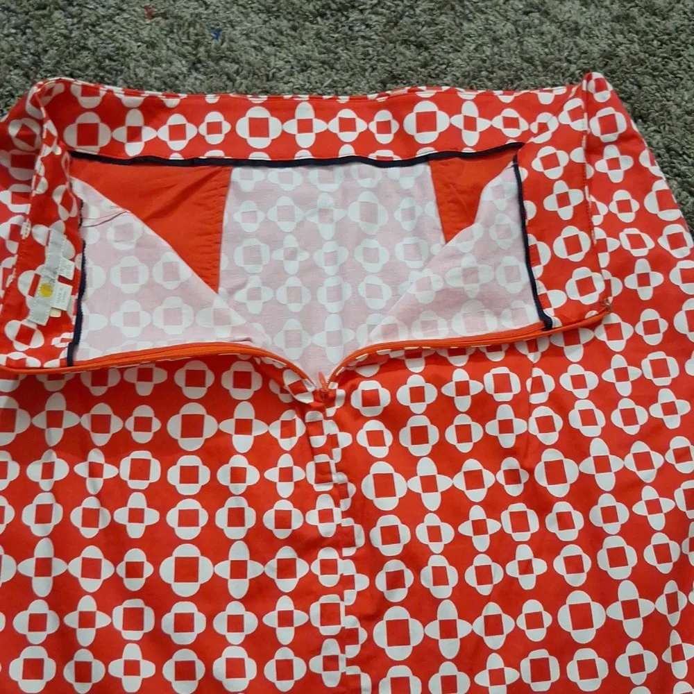 Boden cotton a-line mini skirt - 8 - red-orange white abstract medallion print - Picture 4 of 10